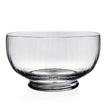 The Corinne Bowl by William Yeoward Crystal is a clear, handmade crystal glass bowl with a round base and flared rim—an elegant fruit bowl displayed against a white background.