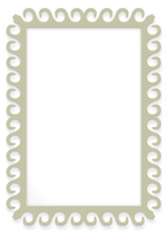 The Fleur Home Carnival Gras Rectangle Mirror features light beige wavy edges with subtle Cooking Apple Green accents, framing a clear center—an ideal piece to reflect memories of the vibrant Carnival season.