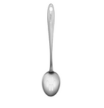 The Cuisinart Stainless Steel Slotted Spoon features a hole at the handle's top for hanging and is dishwasher safe for easy cleaning. Shown on a white background.