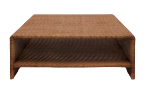 Made Goods' Lynette Side Table in Dark Rattan on a white background.