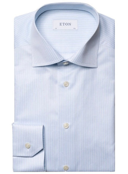 Eton Light Blue Reverse Striped Signature Twill Shirt, Slim Fit