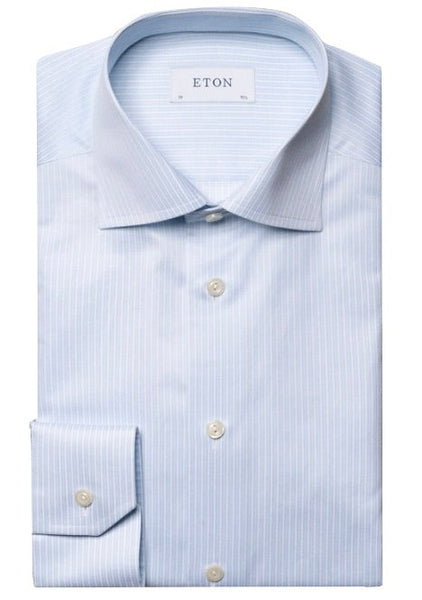 Eton Light Blue Reverse Striped Signature Twill Shirt, Contemporary Fit