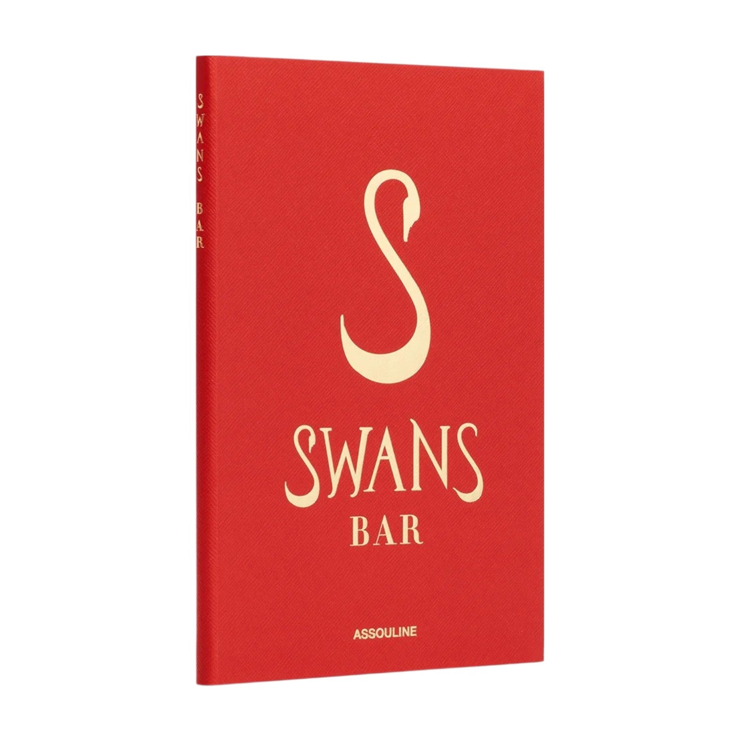 Swans Bar" by Assouline is a red hardcover book featuring a bold "S" on the cover, exploring cocktails and mixologists in style.