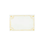 Juliska's Berry & Thread Place Cards feature a blank white card with a gold decorative border and circular designs at each corner—echoing the signature motif for an elegant touch to any table setting.