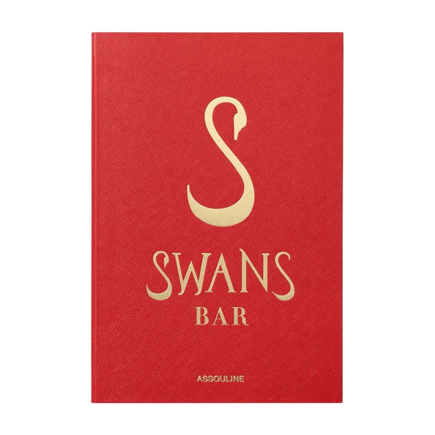 Swans Bar by Assouline features a red cover with a large gold "S" and gold lettering, making it the perfect standout book for mixologists and cocktail lovers.