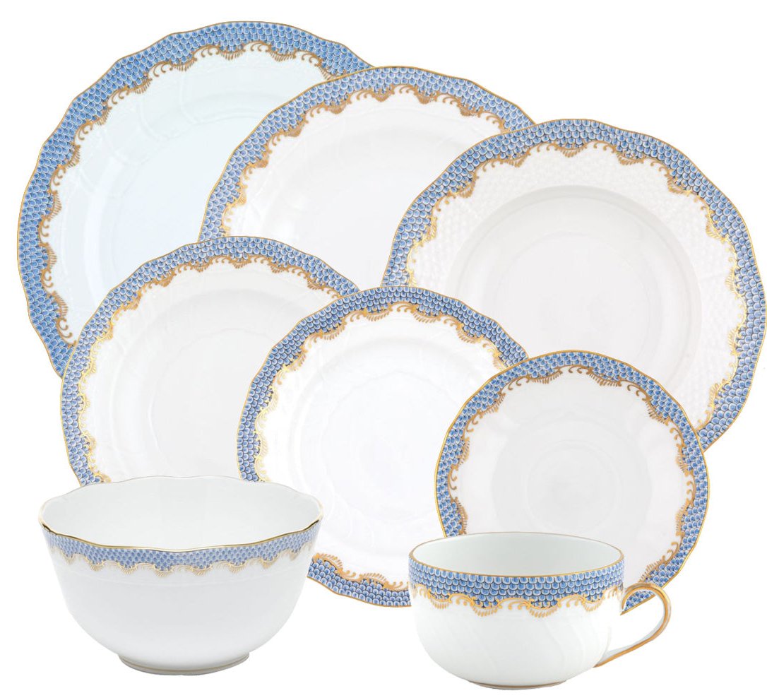 Fish Scale Light Blue Collection l Dinnerware Set l HIVE Palm Beach