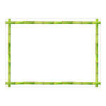 The Caspari Green Bamboo Border Card Set features rectangular frames of green bamboo sticks on a white background, inspired by classic heavyweight stationery designs.