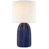 Melanie Large Table Lamp Collection - Frosted Medium Blue with Linen Shade, 28" H