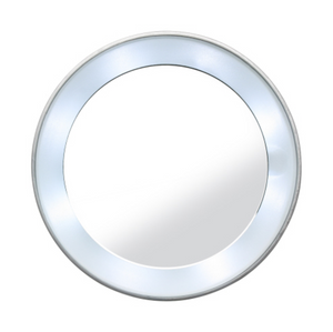 The Tweezerman LED Lighted 15X Mirror features a round design, a white LED-illuminated border, and offers powerful 15x magnification for a clear reflection.