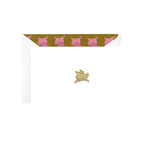 The Crane When Pigs Fly Folded Card Set features pearl white cards with a gold flying pig, paired with envelopes lined in brown with playful pig motifs—perfect for sending whimsical messages.