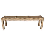 The Bojay Large 3 Seat Cane Bench features three contoured seat sections and straight legs with artisanal woven rattan, shown against a white background.