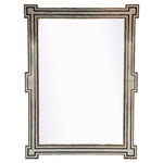 The Bojay Large Bone Mirror with Inner Stripe features a rectangular shape and a decorative geometric frame with layered light and dark bone tones.