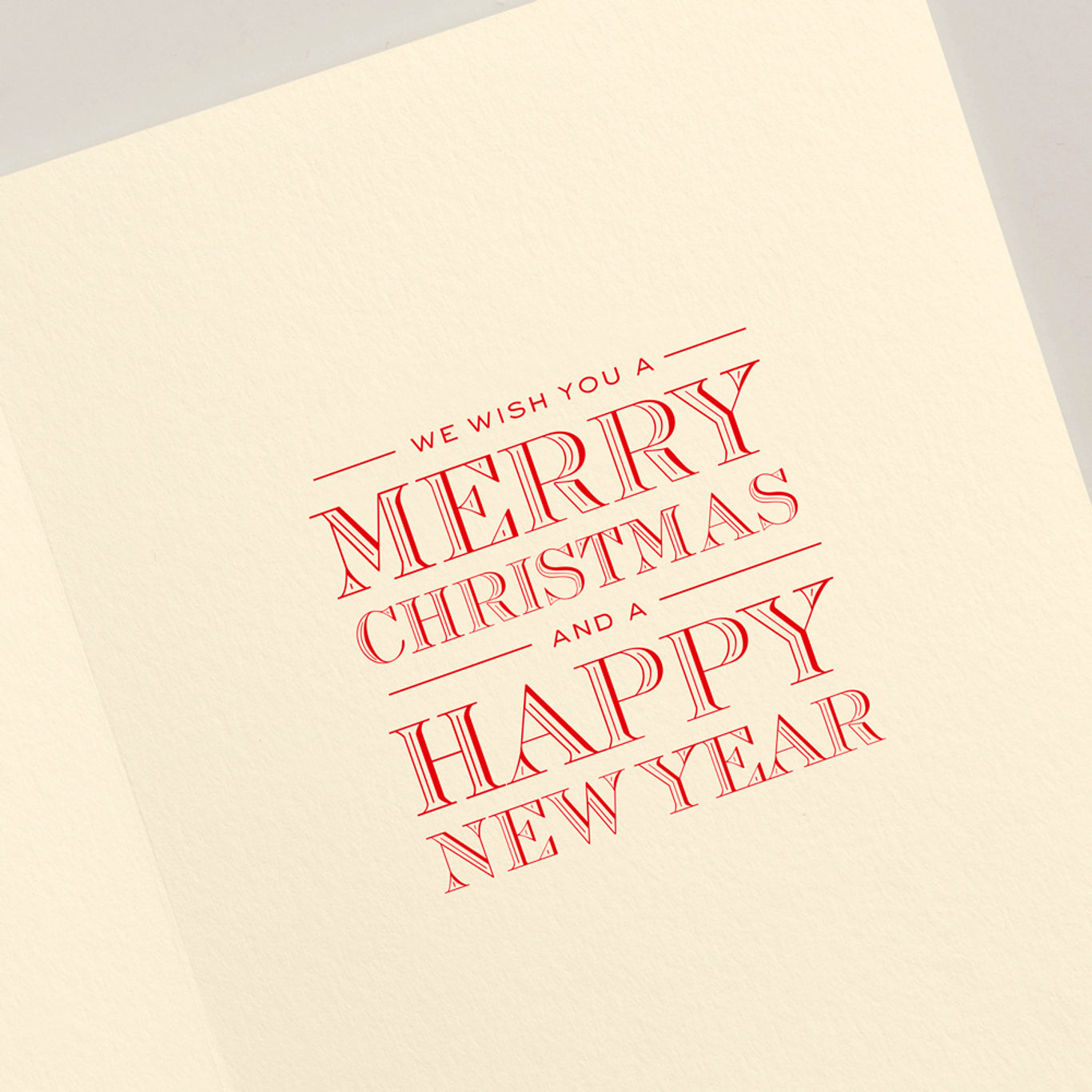 The Crane Classic Santa Card Set features a cream-colored card with red text reading, "We wish you a Merry Christmas and a Happy New Year.