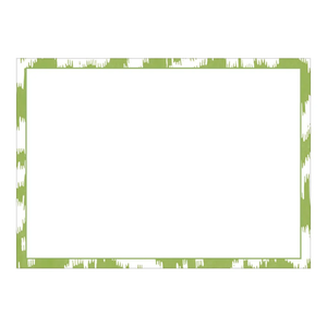 The Green Modern Moire Card Set by Caspari features a white rectangular background framed with a unique green and white brushstroke border—ideal for contemporary stationery or blank correspondence cards on heavyweight cardstock.