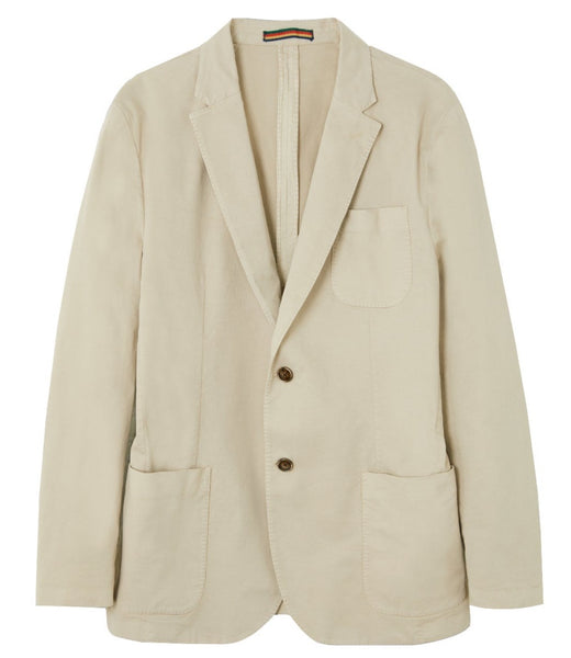 Beige smart-casual wear, single-breasted Alan Paine Heymouth Cotton Blazer with notched lapels and patch pockets.