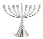 The Michael Aram Silver Twist Menorah features nine nickelplate candle holders in a twisted wire design from the Twist Collection, shown against a plain white background.