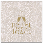 Add a festive touch to your table with Caspari’s "It’s Time for a Toast Napkins," featuring gold text and clinking champagne glasses on a dotted beige background—perfect for parties or elegant gatherings.