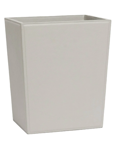 The Asby Desk Accessory Collection wastebasket by Pigeon & Poodle is rectangular, light gray with a textured surface and open top, ideal for enhancing your desk setup. Shown against a white background.