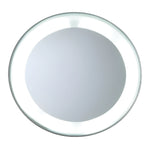The Tweezerman LED Lighted 15X Mirror features an illuminated LED ring and offers 15x magnification for precise grooming and flawless makeup application, shown here against a white background.
