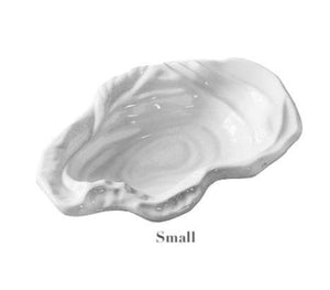 The Beatriz Ball Vida Ocean Oyster Bowl Collection features a "Small" white bowl in luxury melamine, shaped like an oyster shell—ideal for stylish indoor and outdoor entertaining.
