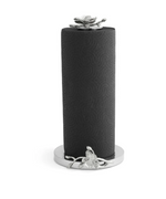 The Michael Aram White Orchid Paper Towel Holder features a white paper towel roll on a silver metal holder, accented with floral decorations inspired by the elegance and purity of orchids.