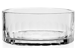 The Bridget Bottle Stand by William Yeoward Crystal features thick, clear round glass with subtle patterns and a flat base—an elegant bar staple designed to elevate any setting.