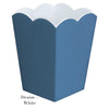 Scalloped Lacquer Waste Bin Collection - Denim & White