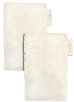 Pair these two off-white, textured washcloths—each with a "Lavant" tag—with L'Avant Collective Eco Friendly Sponges (Set of 2) for a plastic-free, sustainable cleaning routine.