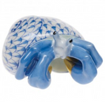 The Herend Hermit Crab, Blue is a hand painted ceramic figurine featuring blue claws and a patterned shell—ideal for artistic appreciation.