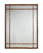 The Carvers' Guild Bamboo Mirror, Gold features a rectangular bamboo-style frame with a gold finish and double fret design of vertical and horizontal bars dividing the edges.