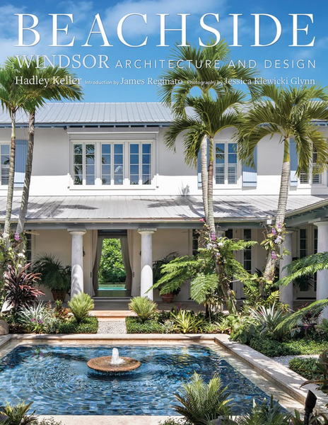A tropical luxury home with a pool in the foreground, featured on the cover of "Beachside: Common Ground Vero Beach Architecture and Design.