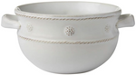 The Juliska Berry & Thread Whitewash Soup/Chili Bowl features two side handles and textured details around the rim—ideal for serving gruyere-topped favorites.