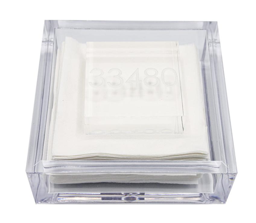 Lucite Cocktail Napkin Holder with 33480 Weight