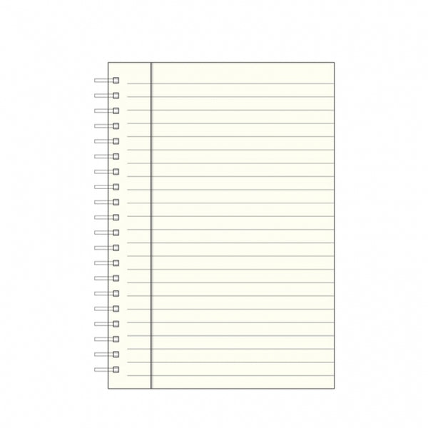 An image of a blank lined Graphic Image Spiral Notebook Refill, 9” page on a white background.
