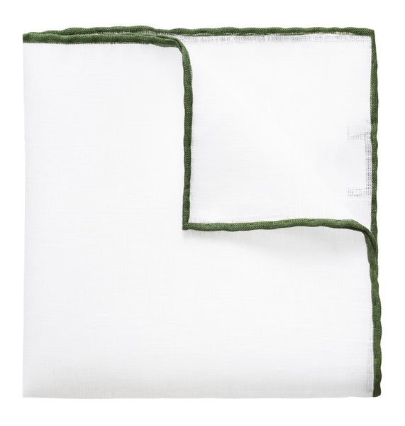 Eton Green Linen Pocket Square