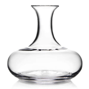 The Ascutney Wine Decanter by Simon Pearce features a clear, wide base and narrow neck, expertly handcrafted by skilled glassblowers and shown against a white background.