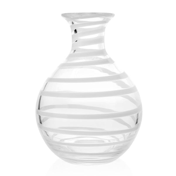A William Yeoward Crystal Bella Bianca Carafe, Magnum with a striped design on it.
