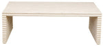 A Mr Brown Belmont Coffee Table with a slatted top, hand-carved legs, and a rustic pine finish.