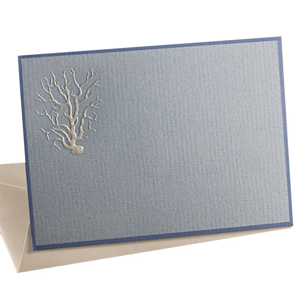 An enclosure card featuring a silver coral tree design from The Printery - Coral Gift Enclosures.