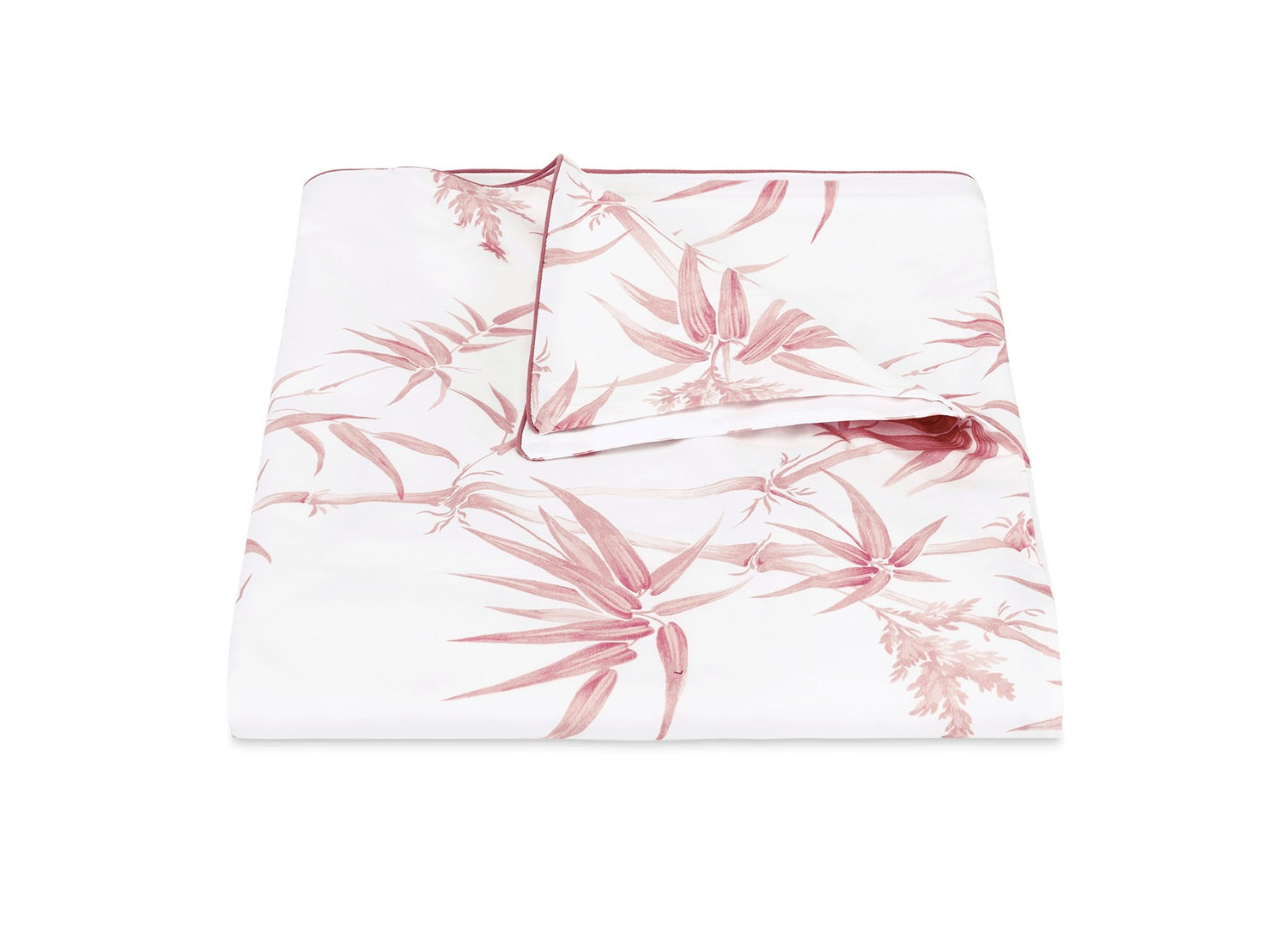 Matouk Dominique Bedding Collection in Blush, displayed folded on a white background.