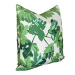 An Edgar Custom Drapery Outdoor Fig Leaf Pillow.