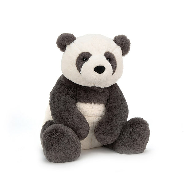 Harry Panda Cub, a Jellycat stuffed animal, sitting on a white background.