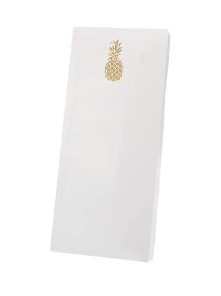 A Black Ink Pineapple Skinny Notepad, Gold Foil featuring a gold pineapple design.