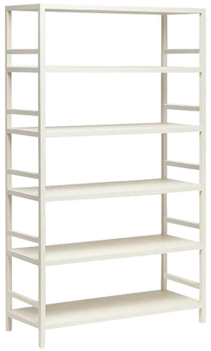An elegant white Jake Bookcase, Standard with four spacious shelves for storage. (Made Goods)