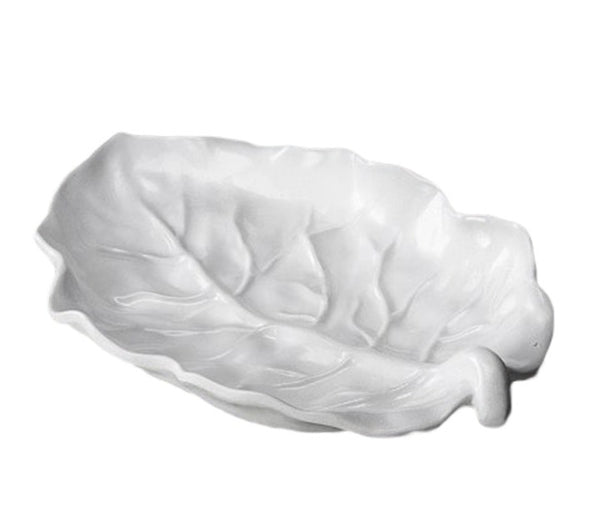 A luxury Vida Melamine Lettuce Leaf Platter by Beatriz Ball on a white background.