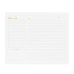 Sugar Paper’s “The List” White Pad features sections for your list, notes, “Don’t Forget,” and date, with lined spaces and checkboxes to keep your to-do’s organized.