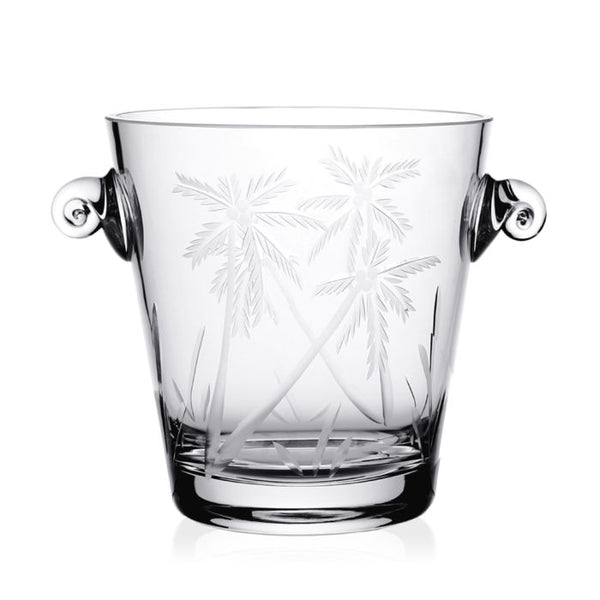A William Yeoward Crystal Palmyra Ice Bucket featuring etched palm trees, perfect for entertaining.