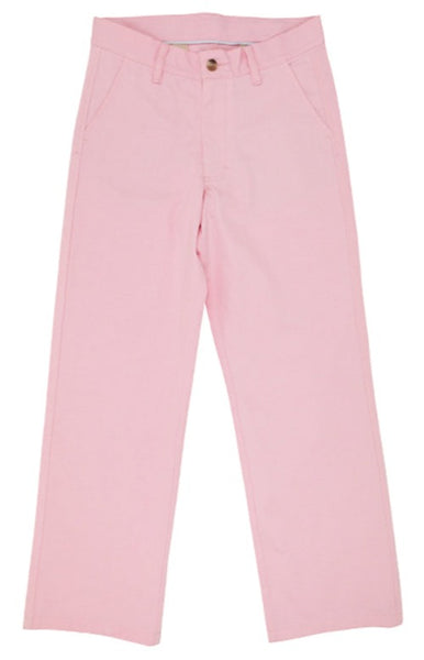 Pink trousers isolated on a white background, known as the Beaufort Bonnet Company Boys' Prep School Twill Pants.