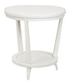 A Hickory Chair Rye Round Side Table in White.
