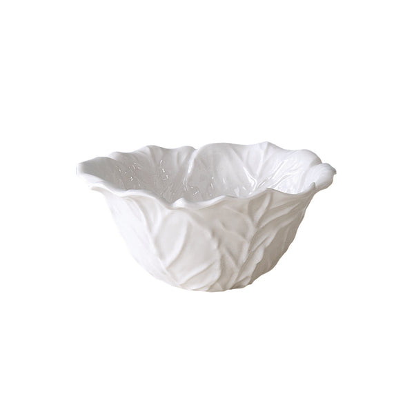 A luxurious Vida Melamine Lettuce Bowl from Beatriz Ball with a delicate leaf design, perfect for serving or display.